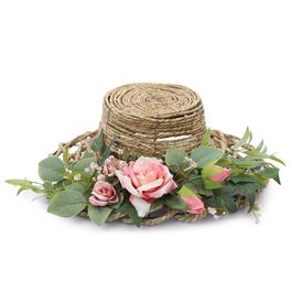 Chapeu Decorativo Com Flores Beg/Branco(Fondant) Com 1 Un