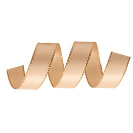Fita Decorativa De Cetim Com Borda Caramelo / Ouro 1.6Cm (Fita Aramada)