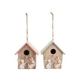 Enfeite De Pendurar De Madeira Sortidos Casa De Pássaro Marrom / Rosa / Verde (Fun)