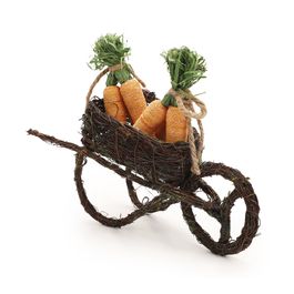 Carriola Decorativa Com Cenouras Marrom / Verde / Laranja (Rustic)