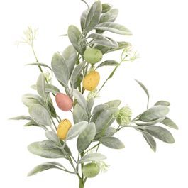 Pick Longo Com Flores E Ovos Verde / Amarelo / Rosa (Fondant)