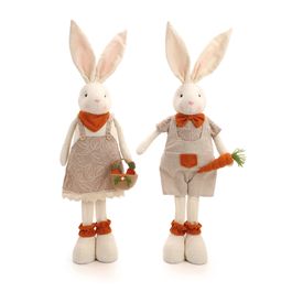 Coelho Decorativo Sortido Em Pé Com Cenoura E Cesta Bege / Laranja (Mascavo)