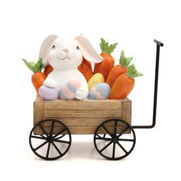 Carrinho De Mão Decorativo De Resina Com Coelho Colorido (Breeze)