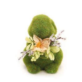 Coelho Decorativo De Grama Com Arranjo De Flor Verde (Mesh)