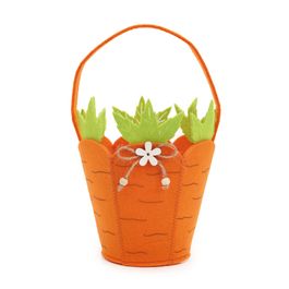 Cesta De Feltro Cenoura Laranja / Verde (Cestas De Tecido / Feltro)