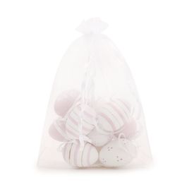 Saco Com Ovos Codorna Sortidos Lilás / Branco (Ovos Decorativos)