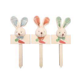 Plaquinhas Decorativas Sortidas Com Coelho De Pelúcia Xadrez Colorido (Plaquinhas)