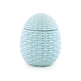 Bomboniere Ovo Com Tampa Cor Azul (Cerâmica Sweet)