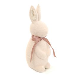 Coelho Decorativo Flocado Com Pérolas Cor Nude (Breeze)