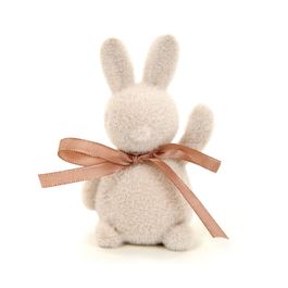 Giftbox Coelho Decorativo Flocado Cor Nude Jogo Com 4 Peças (Breeze)