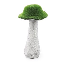Cogumelo Decorativo Com Grama Cor Branco/Verde (Mesh)