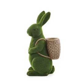 Coelho Decorativo Com Cesta Grama Cor Verde/Marrom (Mesh)