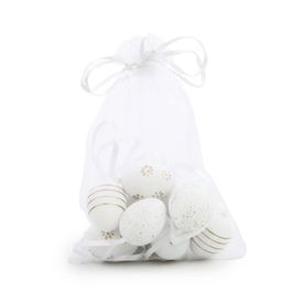 Ovo Decorativo Saco Org Codorna Sortido Cor Branco Jogo Com 9 Peças (Mini Ovos)