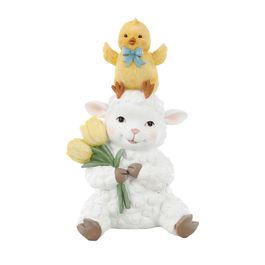 Pintinho Com Ovelha Resina Em Resina Branco / Amarelo (Color Baby)