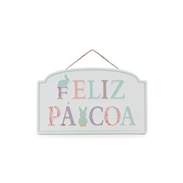Quadro Decorativo Feliz Páscoa Para Pendurar Colorido (Quadrinhos)