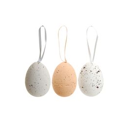 Ovos Decorativos Cor Cinza/Laranja/Branco Jogo Sortido Com 6 Peças (Mini Ovos)