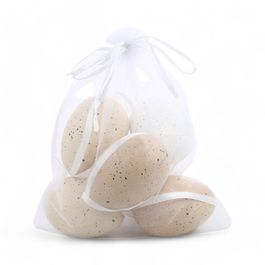 Ovo Decorativo Saco Org Pata Sortido Cor Branco/Marrom Jogo Com 6 Peças (Mini Ovos)