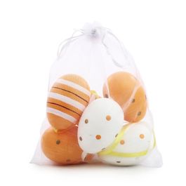 Ovo Decorativo Saco Org Pata Sortido Cor Laranja/Branco Jogo Com 6 Peças (Mini Ovos)