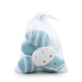 Ovo Decorativo Saco Org Pata Sortido Cor Azul/Branco Jogo Com 6 Peças (Mini Ovos)
