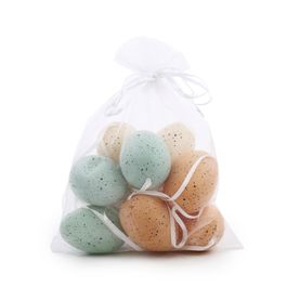 Ovo Decorativo Saco Org Galinha Sortido Colorido Jogo Com 9 Peças (Mini Ovos)