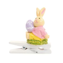 Prendedor Coelho Com Ovo Colorido Jogo Com 6 Peças (Adesivos E Prendedores)