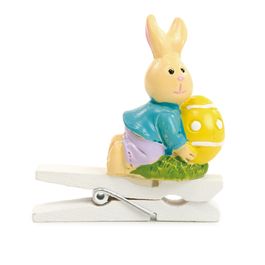 Prendedor Coelho Com Ovo Colorido Jogo Com 6 Peças (Adesivos E Prendedores)