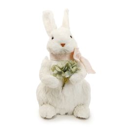 Coelho Decorativo Com Laço E Folhas Cor Branco/Rosa/Verde (Doce Vício)