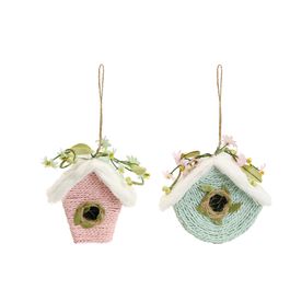 Casa Decorativa Pássaro Sortido Cor Rosa/Verde/Branco (Frappe)