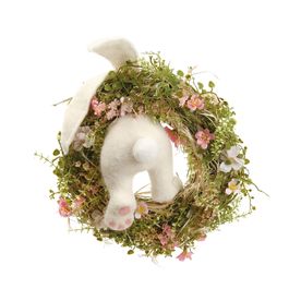 Guirlanda Decorativa Com Coelho E Flores Cor Verde/Branco (Fondant)