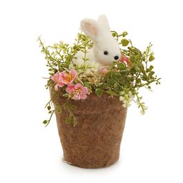 Vaso Decorativo Com Coelho E Flores Cor Verde (Fondant)