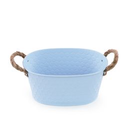 Cachepot Com Alças Corda Cor Azul (Cachepots Em Metal)