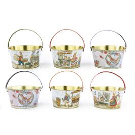 Balde Decorativo Com Alça Sortido Colorido Com 3 Peças (Cachepots Em Metal)