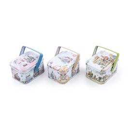 Lata Decorativa Com Alça E Tampa Sortido Colorido Com 3 Peças (Cachepots Em Metal)