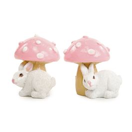 Cogumelo Decorativo Com Coelho Cor Rosa Jogo Com 2 Peças (Petit Sweet)