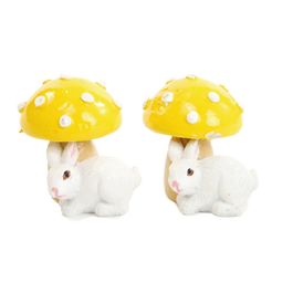 Cogumelo Decorativo Com Coelho Cor Amarelo Jogo Com 2 Peças (Petit Sweet)