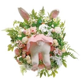 Guirlanda Decorativa Coelho E Flores Cor Rosa/Verde (Frappe)