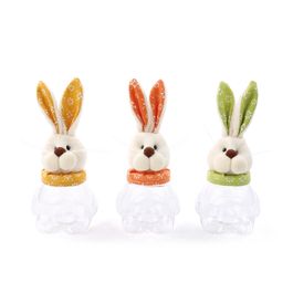 Pote Decorativo Com Tampa Coelho Sortido Cor Laranja/Verde/Amarelo (Potes)