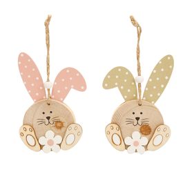 Coelho Decorativo Para Pendurar Sortido Cor Rosa/Verde (Silhuetas)