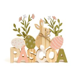 Enfeite Madeira Páscoa Coelho E Ovos Cor Verde (Fun)