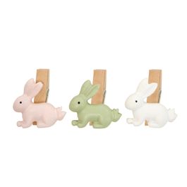 Prendedor Coelho Sortido Cor Rosa/Verde/Branco Jogo Com 6 Peças (Adesivos E Prendedores)