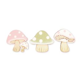 Prendedor Cogumelo Sortido Cor Rosa/Verde/Branco Jogo Com 6 Peças (Adesivos E Prendedores)