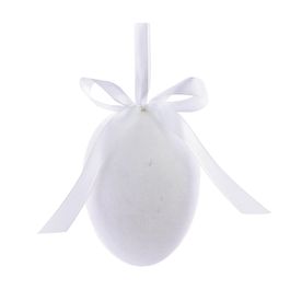 Ovo Decorativo Para Pendurar Flocado Cor Branco (Flocked)