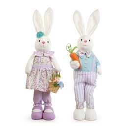 Coelho Decorativo Com Cenoura E Cesta Sortido Cor Lilás/Verde (Chiclete)