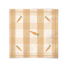 Guardanapo Cenouras Listradado Cor Laranja/Branco 33X33Cm Pacote Com 20 Peças (Suporte E Guardanapos De Papel)