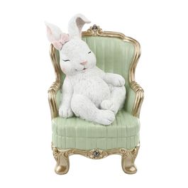 Coelho Resina Em Resina Branco / Verde (Cute Family)