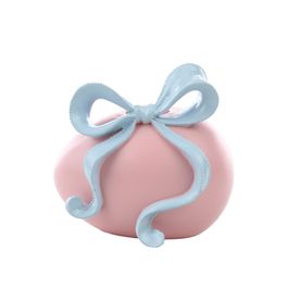 Porta Vela Ovo Com Laço Rosa (Velas)