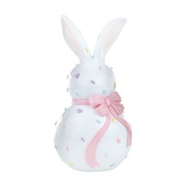 Coelho Resina Em Resina Branco / Rosa (Cute Family)