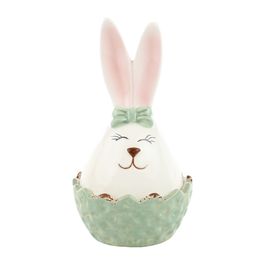 Pote Em Cerâmica (P) Branco / Verde (Cerâmica Rainbow)