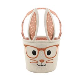 Cesta Orelha Em Tecido Bege / Laranja (Cestas De Tecido E Feltro)