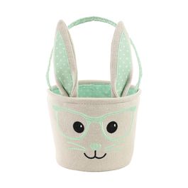 Cesta Orelha Em Tecido Bege/Verde (Cestas De Tecido E Feltro)